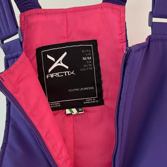 Arctix Girls Youth Insulated Snow Bib Overalls - Snow Suit 3K - Purple - M - Picture 4 of 8